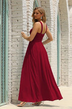Vestido de Dama de Honra Halter em Chiffon para Mulher, Modelo A-Line, Longo, Formal, para Baile de Finalistas SEA28015