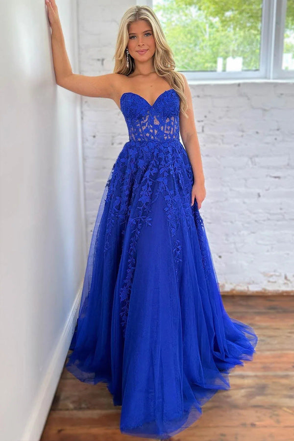 Abito da sera formale in tulle dolce a linea ad A con scollo a cuore