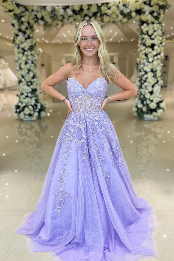 Abito da sera formale in tulle dolce a linea ad A con scollo a cuore