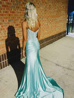 Emerald Green Strapless Corset Beaded Prom Dress With Slit