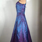 Splendido abito da sera viola con perline a linea ad A, spalline sottili, vestito da festa e ballo Y7955