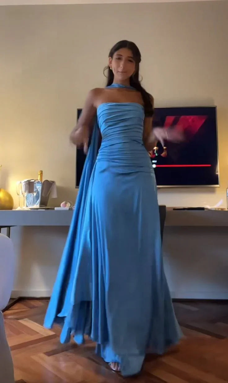Robe de bal bleue élégante Robe de soirée bleue chic Y7442