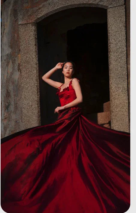 Vestido de Festa Longo Vermelho Maravilhoso, Sem Mangas, Vestido de Noite Y308