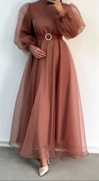 Vestidos de fiesta formales de manga larga en línea A, vestido de noche Y5784