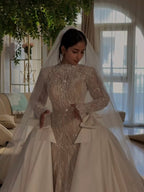 Glamorous Wide Strap Open Back Mermaid Wedding Dress With Lace Appliques