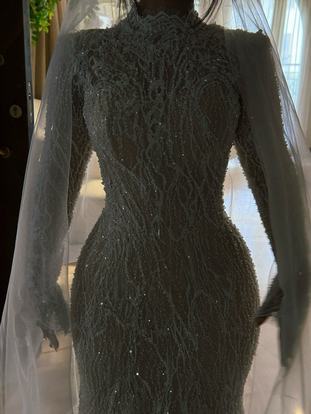 Glamorous Wide Strap Open Back Mermaid Wedding Dress With Lace Appliques