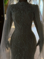 Glamorous Wide Strap Open Back Mermaid Wedding Dress With Lace Appliques