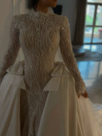 Glamorous Wide Strap Open Back Mermaid Wedding Dress With Lace Appliques
