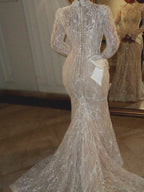 Glamorous Wide Strap Open Back Mermaid Wedding Dress With Lace Appliques