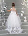 Flower Girl Dress Sleeveless Lace With Tulle And Beading Details