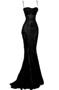 Vestido de Noite Sereia em Renda Preta Sensual Vestido de Baile de Gala Elegante Y7836