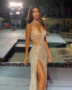 Vestidos de Gala Longos Alças Finas Lantejoulas Sereia Y191