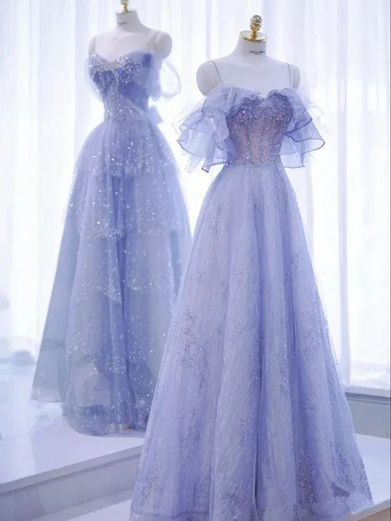 Abito da ballo a linea A con paillettes scintillanti in tulle, vestito da fata per il ballo Y7793
