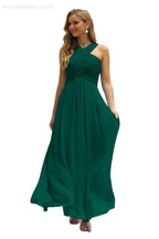 Vestido de Dama de Honra Halter em Chiffon para Mulher, Modelo A-Line, Longo, Formal, para Baile de Finalistas SEA28015