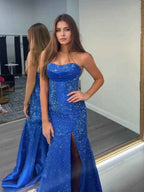 Chic Black Ruched Rhinestone Long Prom Dress With Spaghetti Straps