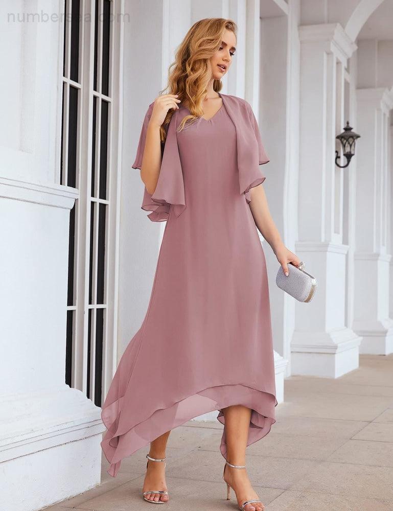 Vestidos de Noiva para Mães de Tamanho Grande em Chiffon com Casaco, Vestidos Formais para Casamento SEA28073