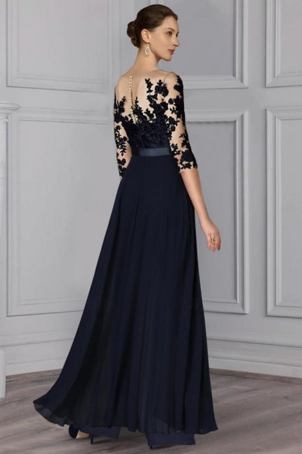 Ensemble pantalon festif long en mousseline de soie avec manches en dentelle, robe de mère de la mariée avec traîne amovible
