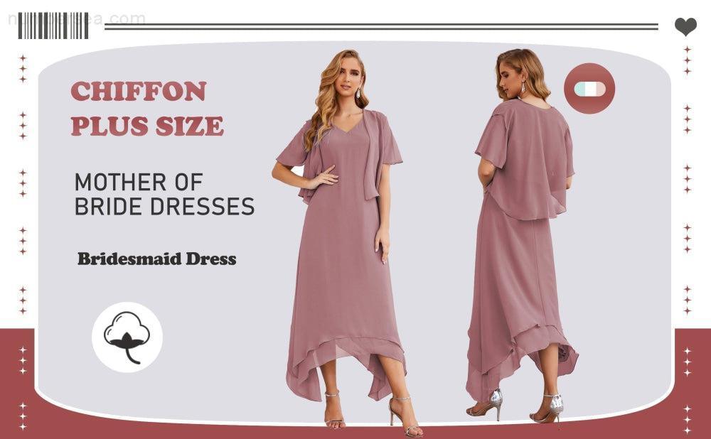 Vestidos de Noiva para Mães de Tamanho Grande em Chiffon com Casaco, Vestidos Formais para Casamento SEA28073
