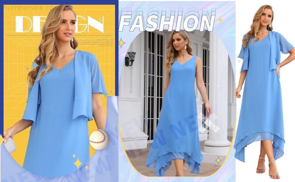 Vestidos de Noiva para Mães de Tamanho Grande em Chiffon com Casaco, Vestidos Formais para Casamento SEA28073