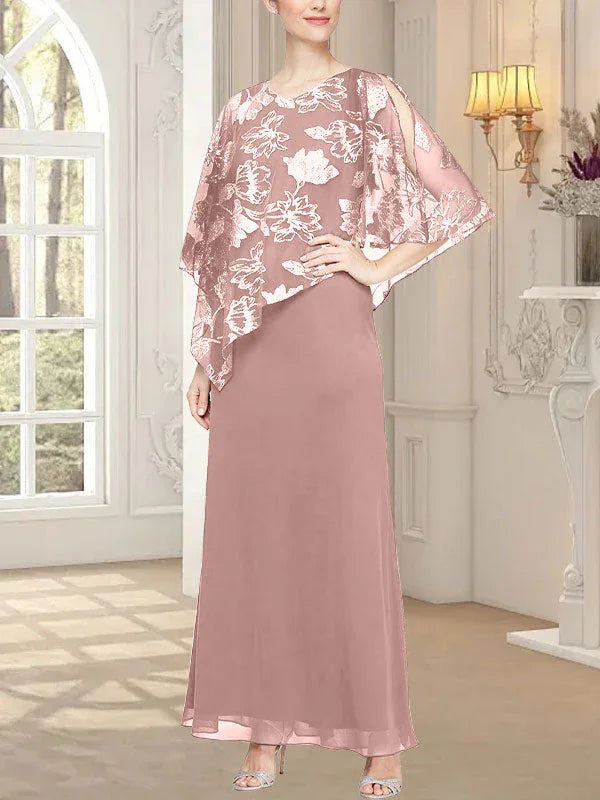 فستان شبكي طويل لامع مع صدرية بطبقة غير متماثلة مبتكرة