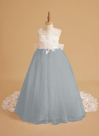 Flower Girl Dress Sleeveless Lace With Tulle And Beading Details