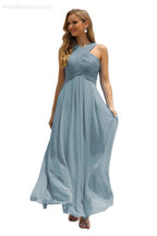 Vestido de Dama de Honra Halter em Chiffon para Mulher, Modelo A-Line, Longo, Formal, para Baile de Finalistas SEA28015
