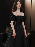Robe de soirée noire nouveau style robe de bal en satin robe de princesse pour anniversaire sur mesure Y4953