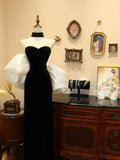 Elegant Black White Off The Shoulder Mermaid Evening Dress Prom Dress Y8598