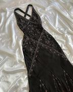 Abito da sera nero in chiffon con perline, elegante, senza schienale, modello sirena, abito da ballo Y8297