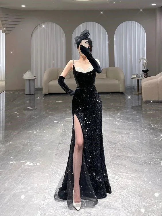 Abito lungo da sera sirena Nuovo arrivo Abito da sera sexy con spacco Y6660
