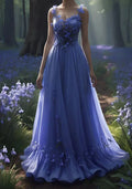 Vestido de Festa Longo Roxo com Aplicações de Chiffon Fairy Y8387