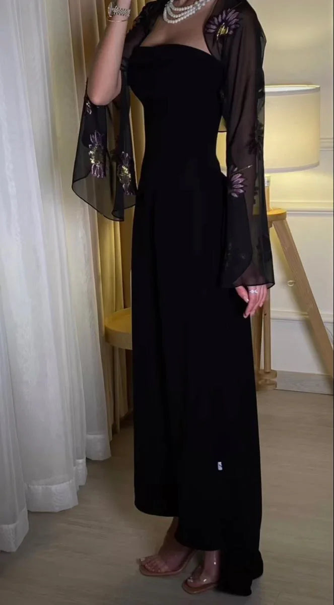 Robe de soirée noire charmante Robe de cérémonie noire Y4030