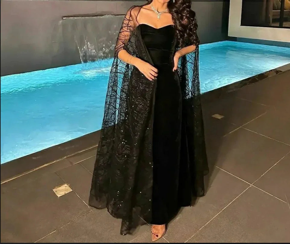 Elegante Abito da Sera Nero, Abito da Sera alla Moda Y5545