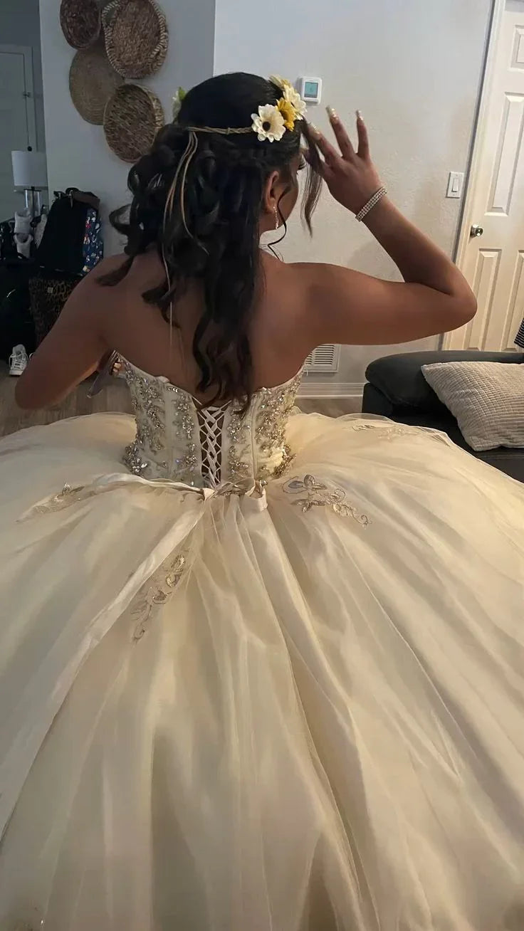 Robe de bal en tulle à encolure cœur éblouissante, robe de seize ans Y5397