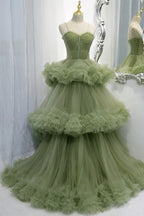 Abito da sera a pieghe in tulle dolce a linea ad A