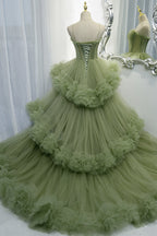 Abito da sera a pieghe in tulle dolce a linea ad A