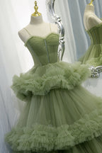 Abito da sera a pieghe in tulle dolce a linea ad A