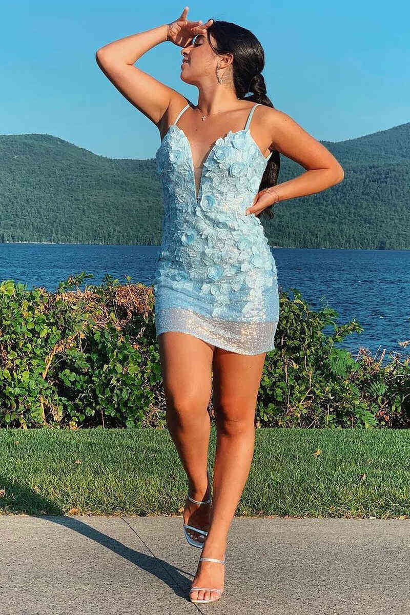 Figurbetontes, rückenfreies Homecoming-Kleid mit Pailletten