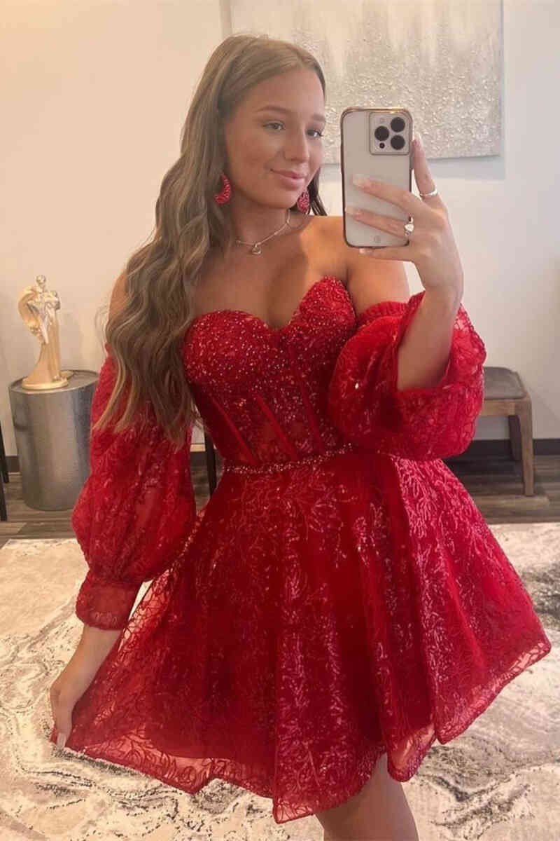 فستان العودة إلى الوطن بقصة على شكل حرف A وياقة قلب