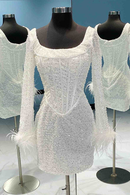 Vestido de fiesta con lentejuelas y mangas largas