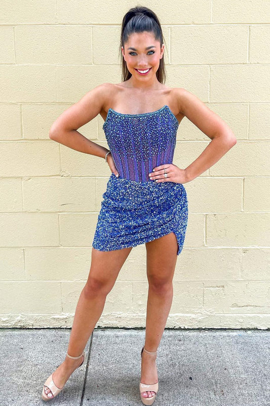 Vestido de fiesta ajustado con corsé sin tirantes
