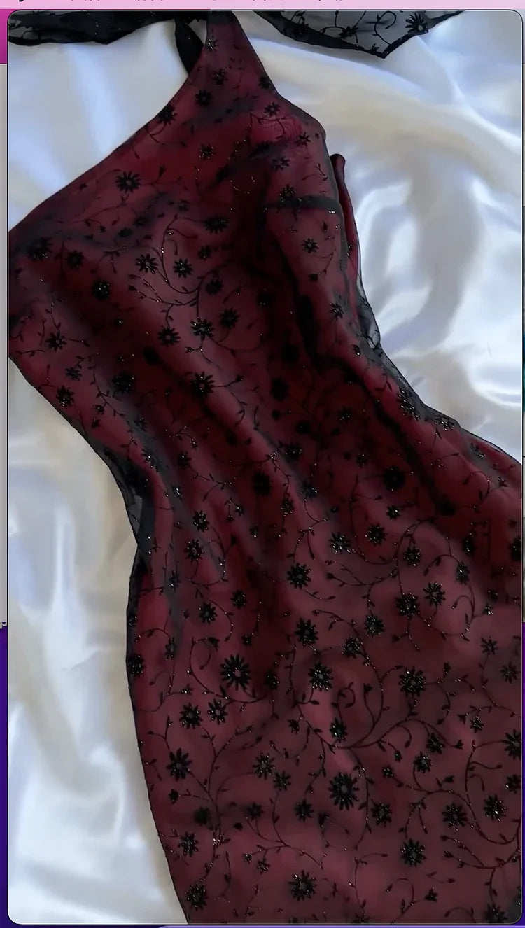 Vestido de Noite Elegante Borgonha com Um Ombro Só, Modelo Sereia, Vestido Formal para Baile Y8296