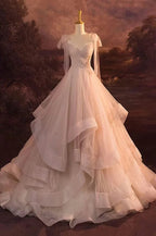 Vestido de fiesta de tul rosa claro con lentejuelas en capas Vestido de noche Y8389