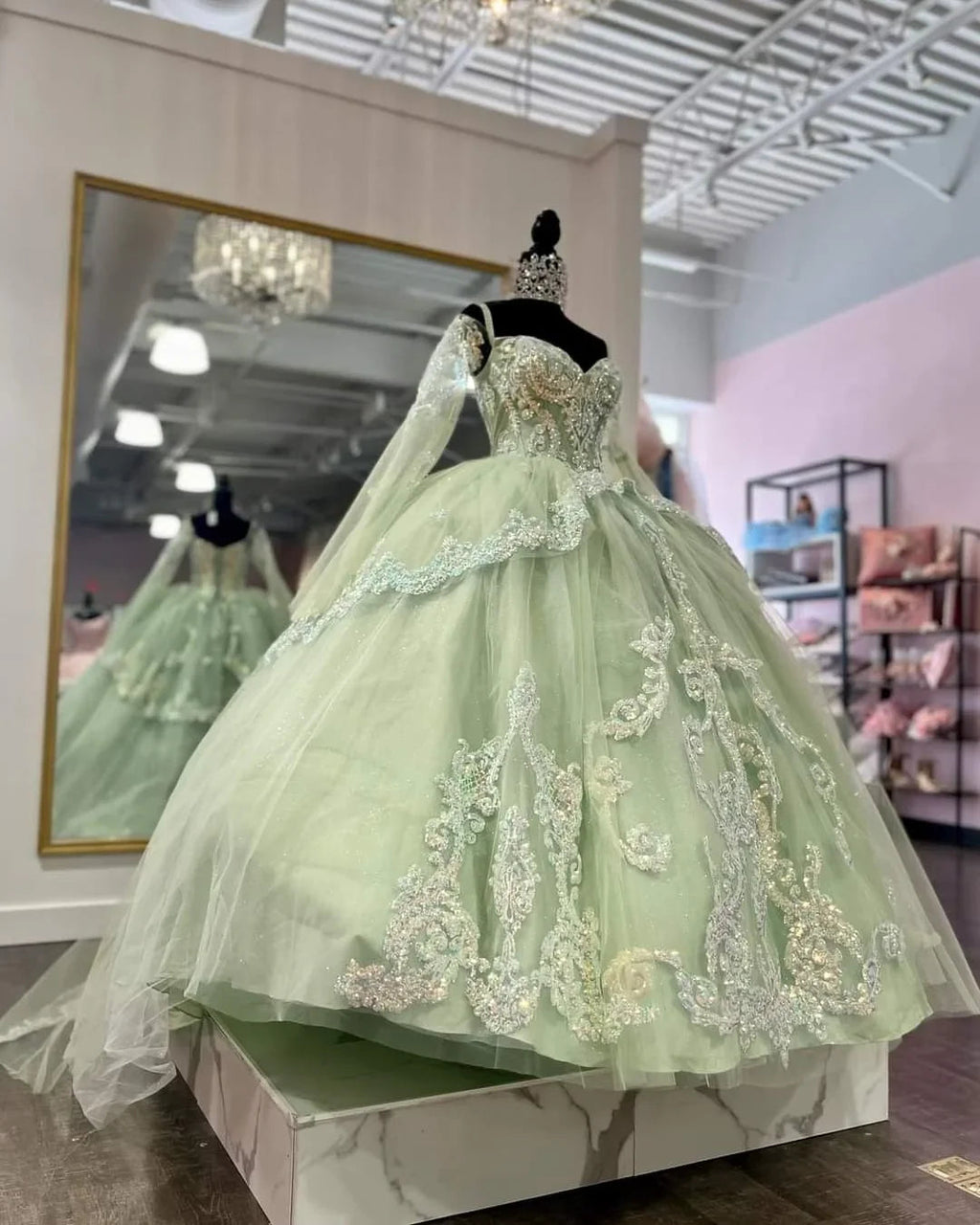Robe de bal en tulle vert sauge, robe pour seize ans, robe de princesse Y2251
