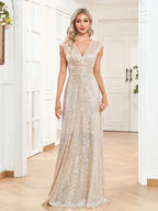 Abito lungo da sera lussuoso con paillettes scintillanti Sweep Train, abito elegante per occasioni formali, ballo di fine anno 2025, vestito di lusso per compleanno