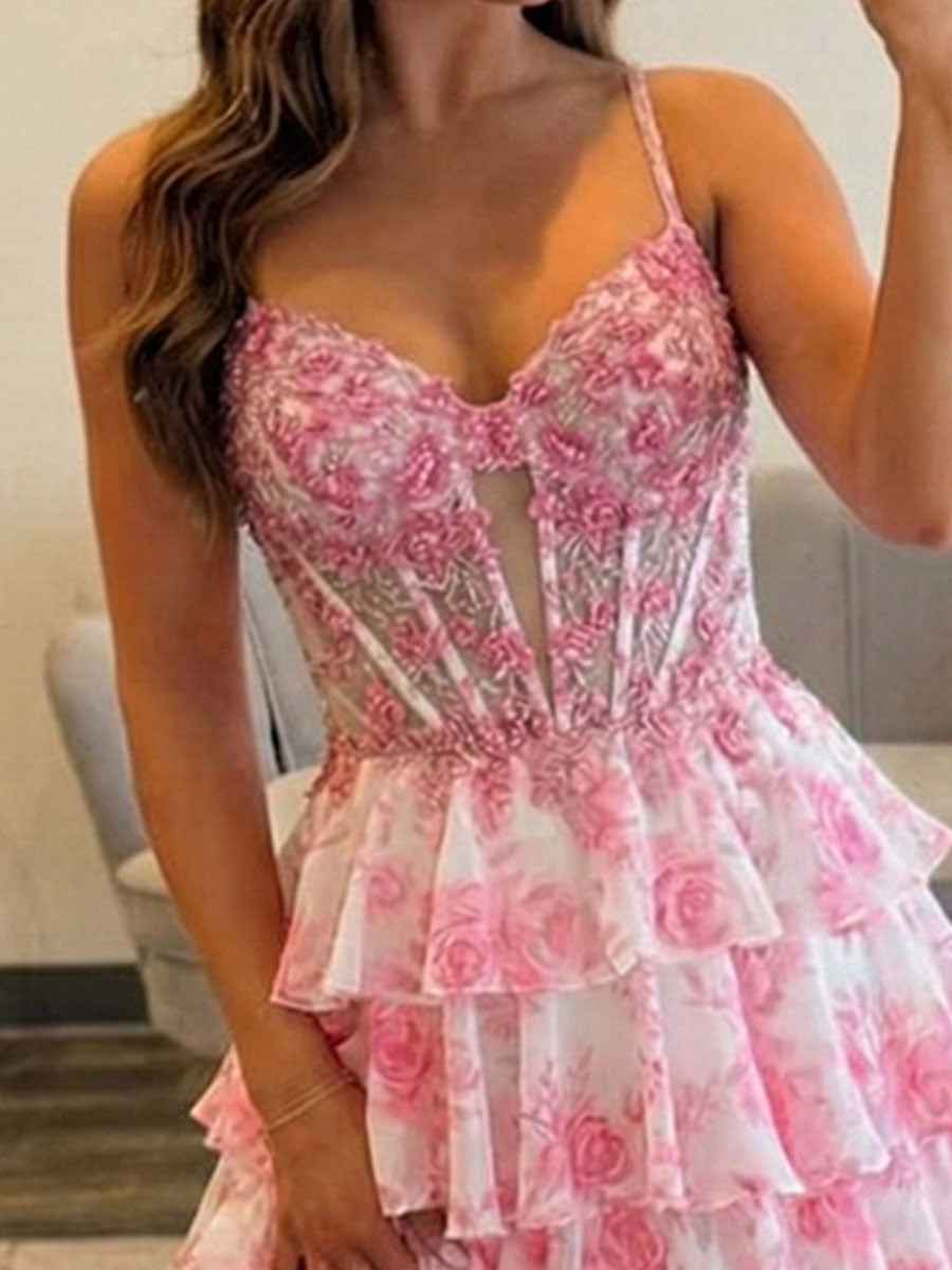 Bridal Blue Silver Beaded Corset Prom Gown With Sheer V Neck