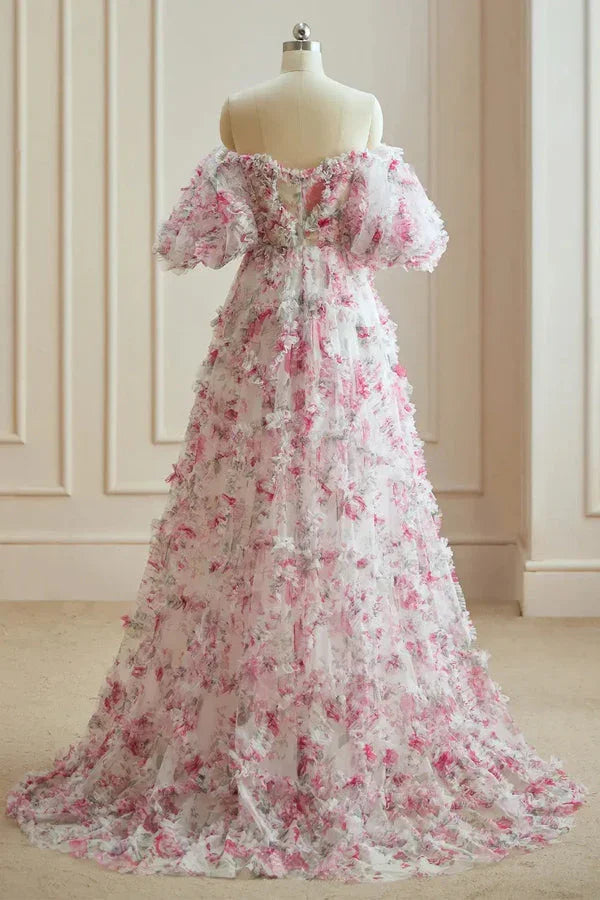 Abito da cerimonia floreale multicolore con fucsia bianca Fatina dei fiori PSK561