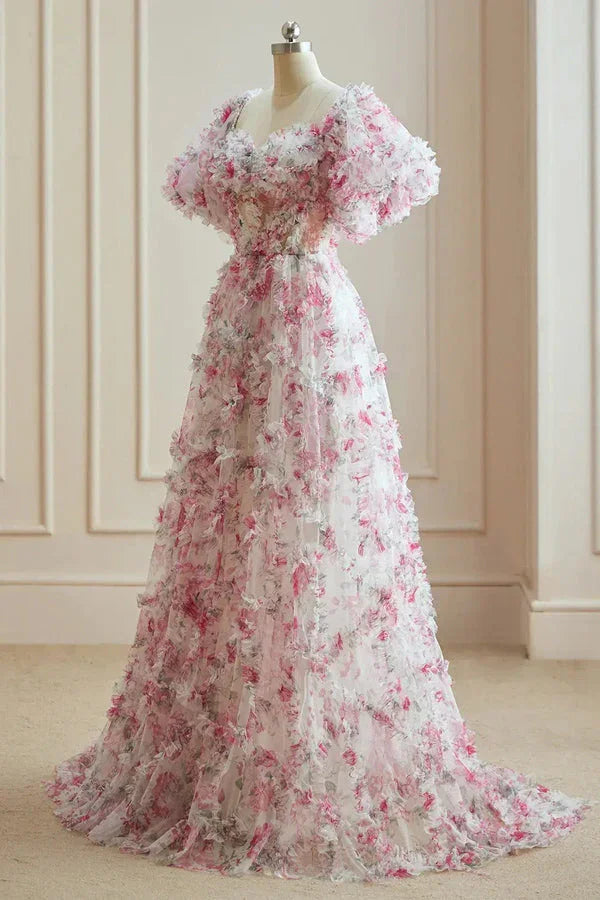 Abito da cerimonia floreale multicolore con fucsia bianca Fatina dei fiori PSK561