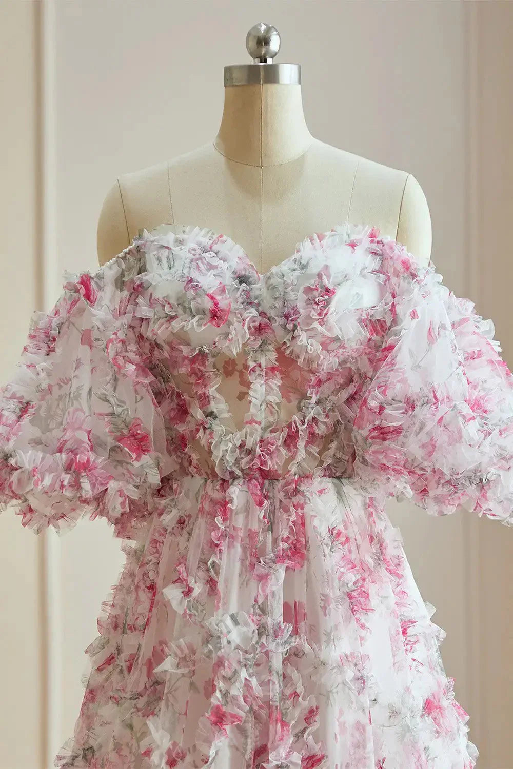 Abito da cerimonia floreale multicolore con fucsia bianca Fatina dei fiori PSK561