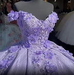 Abito da ballo blu con spalle scoperte, vestito da festa scintillante con fiori S26908